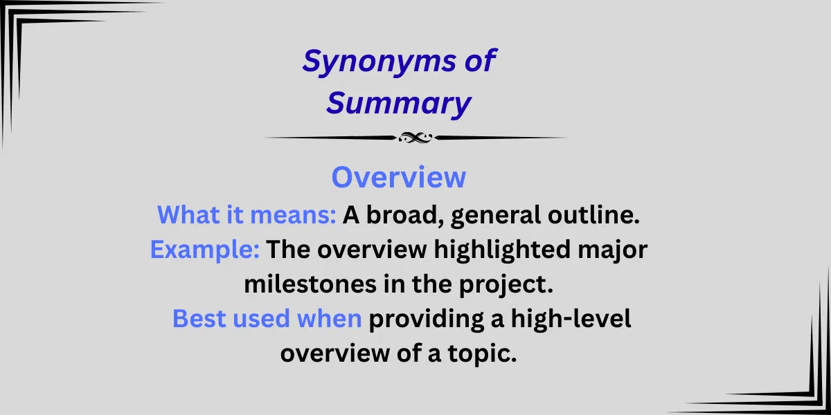 Best Synonyms of Summary Explained